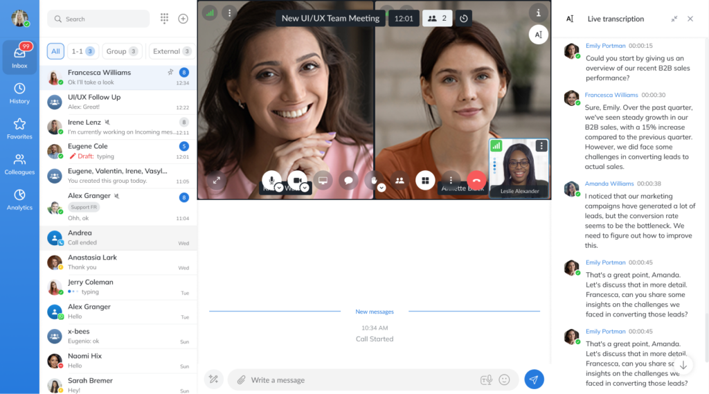 Wildix Collaboration : appel vidéo, messagerie et présence des collègues depuis le navigateur